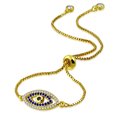 thumbnail image 1 of Stainless Steel Multi-Color CZ Evil Eye Protection Adjustable Chain Bracelet - Yellow Gold-Tone, 1 of 2