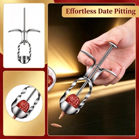 Stainless Steel Multi Fruit Pitter Tool,Cherry And Date Stoner Remover With Rod For Red Dates Hawthorn Cherries Jujubes,Kitchen Coring Device