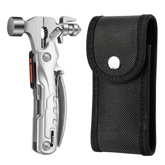 Stainless Steel Multi Function Camping Multi Tool Pliers Built With Hammer Flashlight Nail Puller For Backpacking Survival Outdoor Repair