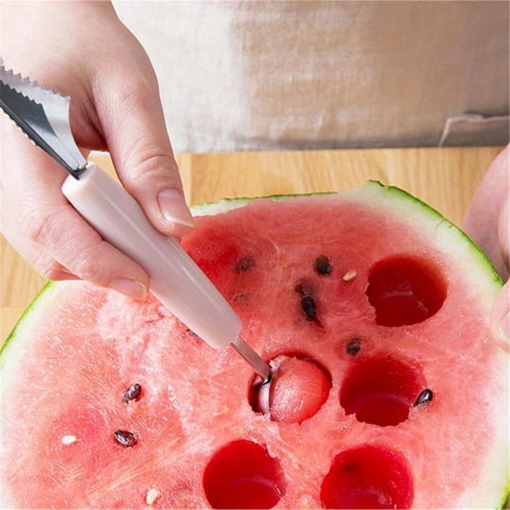 Stainless Steel Multi-Functional Fruit Carving Tool Double-Sided Watermelon Baller & Ice Cream Scoop for Kitchen Cold Dishes
