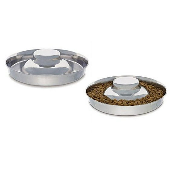 ProSelect Stainless Steel Multi Puppy Feeder Dish with Raised Center for Puppies, Silver