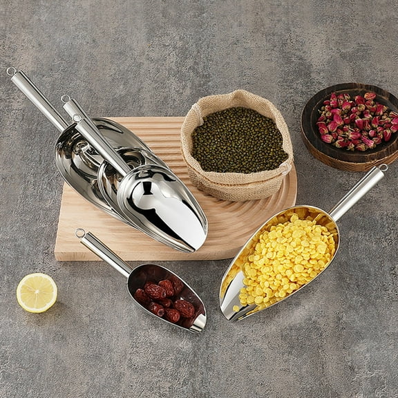 Stainless Steel Multi-Purpose Ice Scoop, Metal Ice Scooper For Freezer & Ice Machine Maker, Versatile Utility Scoop For Candy, Flour, Coffee Beans & Dry Ingredients, Perfect Kitchen Spoon Shovel