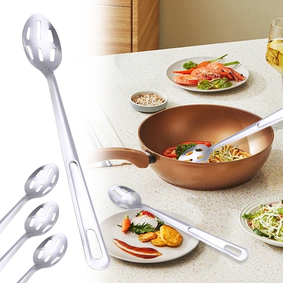 Stainless Steel Multi-Purpose Spoon - Extended Serving & Sauté Spoon with Round Holes
