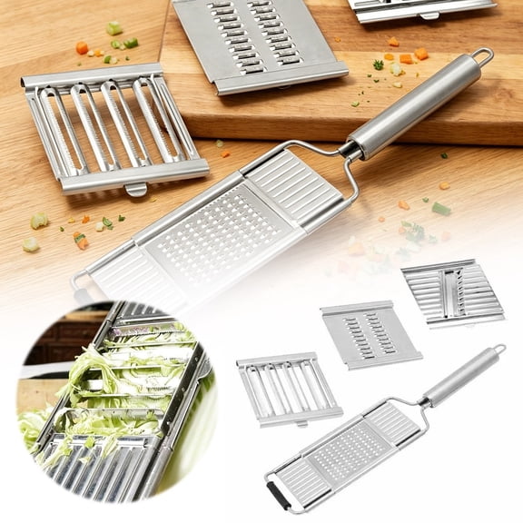 Stainless Steel Multi-Purpose Vegetable Grater and Slicer with 4 Interchangeable Blades for Kitchen Prep