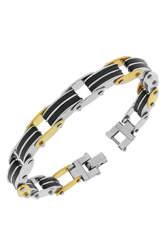 Stainless Steel Multi-Tone Men's Link Bracelet