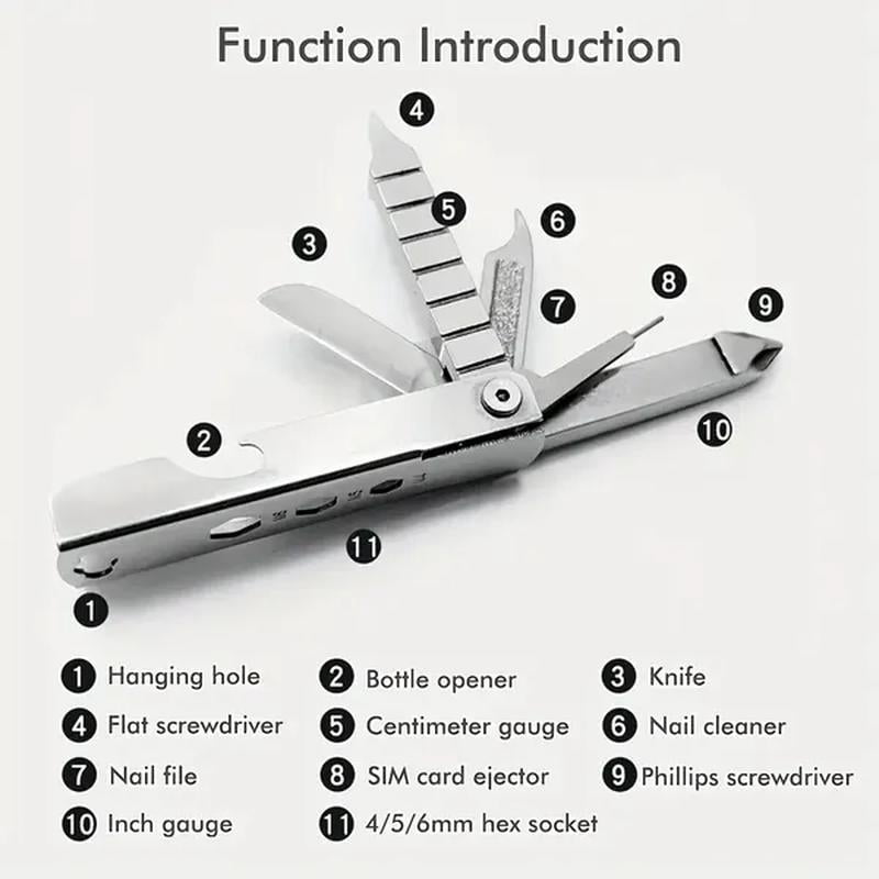 Stainless Steel Multi-Tool with Phone Stand, Folding Knife, Bottle Opener, Screwdriver, Hiking Clip - Compact & Portable for Outdoor Adventures, Camping, Hiking & Everyday Use