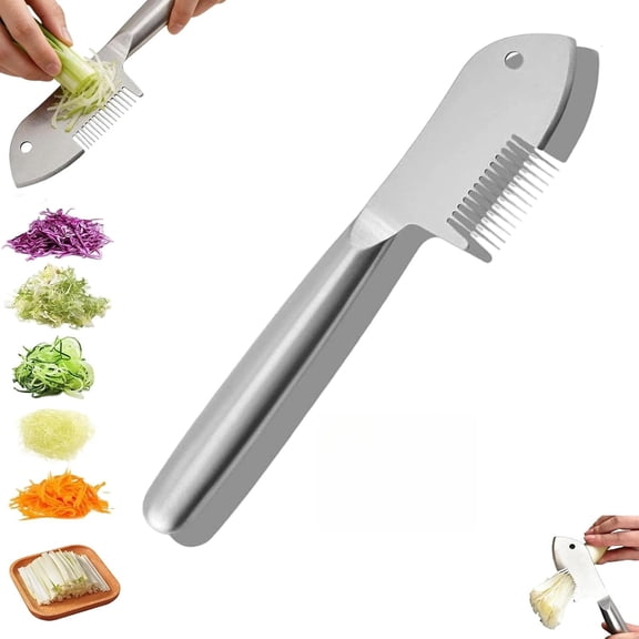 Stainless Steel Multi-purpose Julienne Peeler, Precision Julienne Blade with Ergonomic Handle, Single-Piece Vegetable Julienne Slicer with Comb Shape, Kitchen Shredder Tool for Veggie, Fruit, Potato