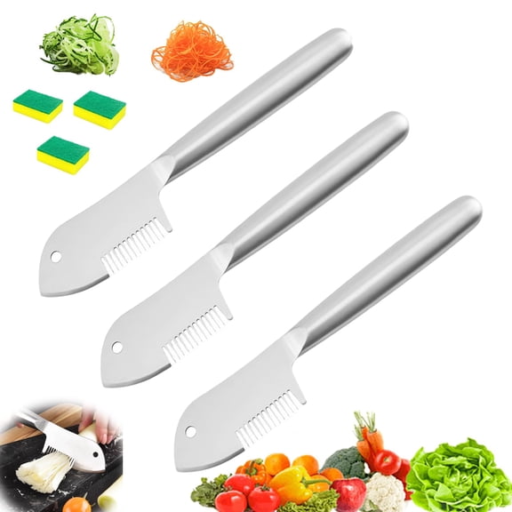 Stainless Steel Multi-purpose Julienne Peeler, Precision Julienne Blade, Vegetable Julienne Slicer, Quick & Easy Kitchen Shredder Tool, Comfortable Handle & Hanging Hole for Carrot, Cucumber (3pcs)