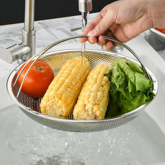 Stainless Steel Multifunctional Steam Rack with Handle for Cooking Draining and Washing Vegetables