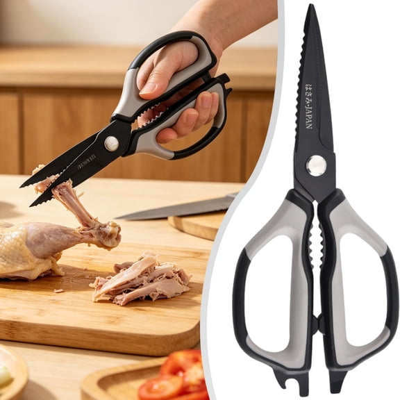 Stainless Steel Multipurpose Cutting Sharp Kitchen Scissors, Heavy Duty Kitchen Scissors with Grip, Fabric Scissors for Household, DIY Paper Cutting Tool, Meat Cooking Shears, 8.97×3.93 in