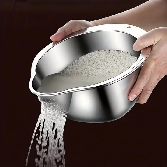 Stainless Steel Multipurpose Kitchen Colander - Ideal for Washing Rice ...