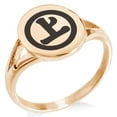 thumbnail image 1 of Tioneer Stainless Steel Murakami Samurai Crest Minimalist Oval Top Polished Statement Signet Ring, 1 of 1