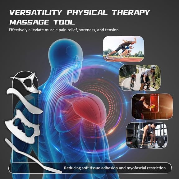 Stainless Steel Muscle Scraper Tool Set - 4Pcs Gua Sha for Myofascial Release, Deep Tissue Massage, Physical Therapy & Fascia Scrapingr (4Pcs)