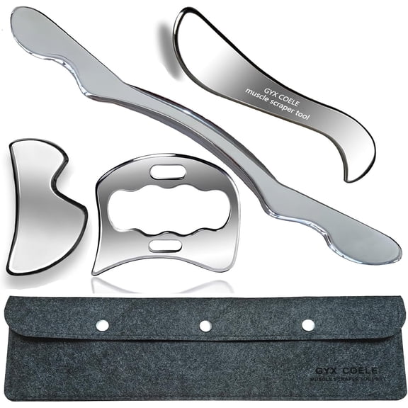 Stainless Steel Muscle Scraper Tool Set, Professional Soft Tissue Massage Tool, Physical Therapy Gua Sha Kit(4pcs)
