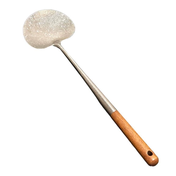 Stainless Steel Mushroom Spatula with Wooden Handle,Mini Stir-Fry Turner,Funny Frying Spoon Long Handle Tool,Non-Stick for Frying and Stirring