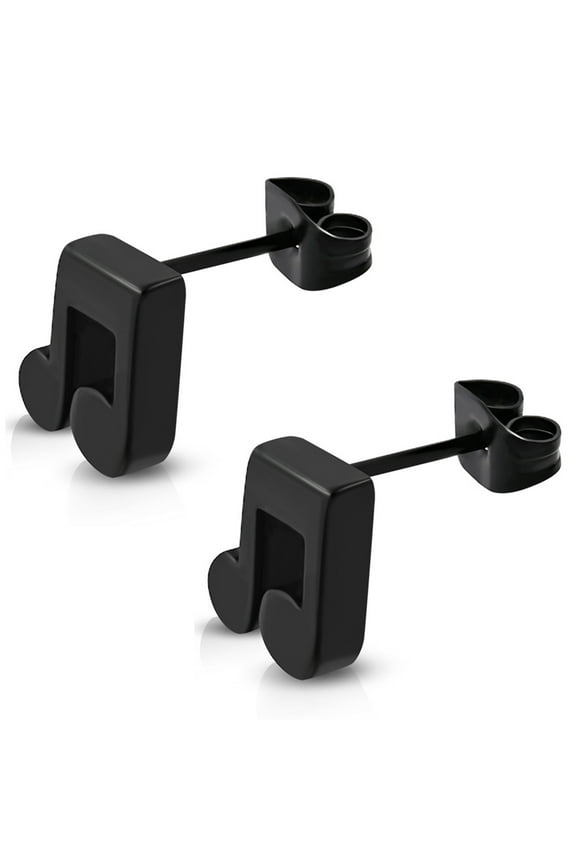 Stainless Steel Musical Single Bar Note Stud Post Earrings