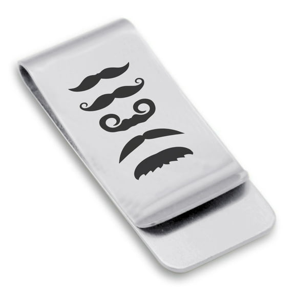 Stainless Steel Mustache Dad Classic Slim Money Clip Credit Card Holder