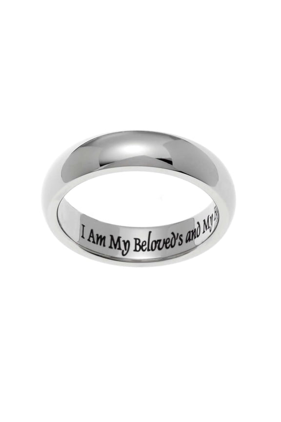 Stainless Steel "My Beloved" Engraved Promise Ring for Couples size 7