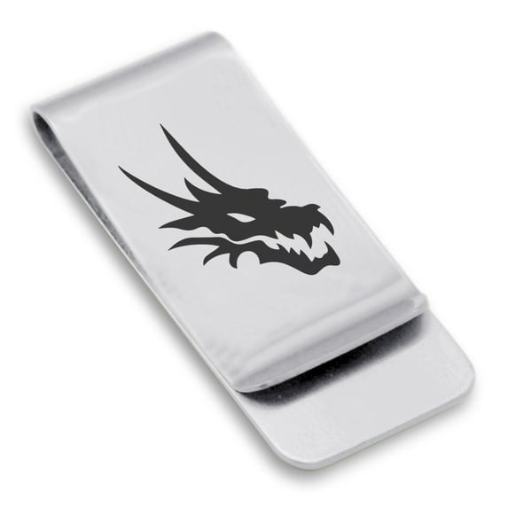 Stainless Steel Mythical Dragon Head Classic Slim Money Clip Credit Card Holder