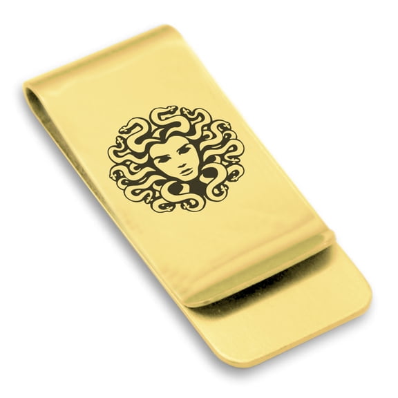 Stainless Steel Mythical Medusa Head Classic Slim Money Clip Credit Card Holder