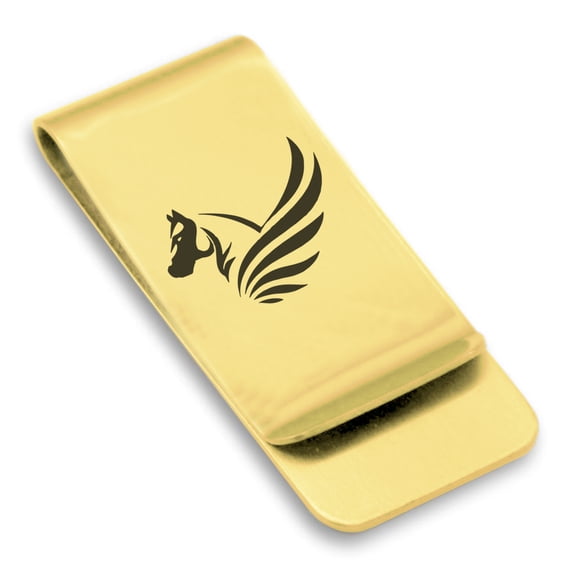 Stainless Steel Mythical Pegasus Head Classic Slim Money Clip Credit Card Holder