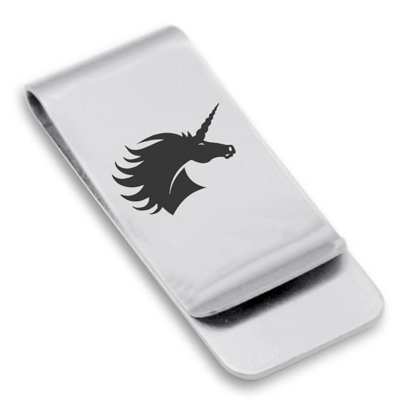 Stainless Steel Mythical Unicorn Head Classic Slim Money Clip Credit Card Holder