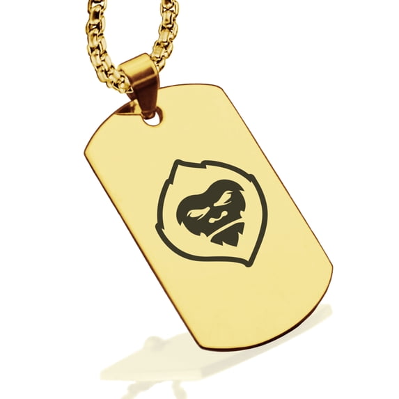 Stainless Steel Mythical Yeti Head Dog Tag Pendant Necklace