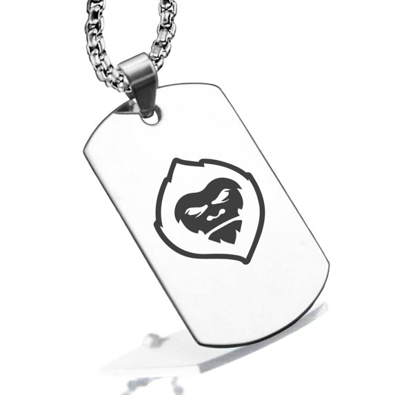 Stainless Steel Mythical Yeti Head Dog Tag Pendant Necklace