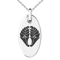thumbnail image 1 of Stainless Steel Nabeshima Samurai Crest Engraved Small Oval Charm Pendant Necklace, 1 of 1