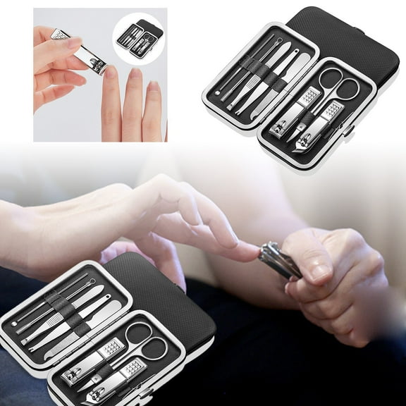 Stainless Steel Nail Care Kit with Scissors Pliers and Ear Spoon for Toenail Fingernail Grooming