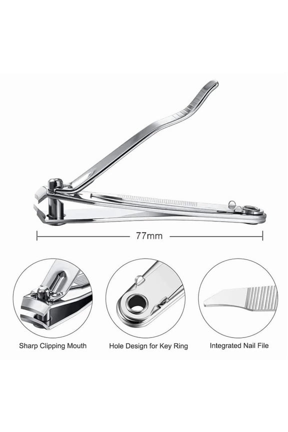 Stainless Steel Nail Clipper with Integrated Nail File, Sharp Blade, Portable Key Ring Hole, Ergonomic Handle for Fingernails & Toenails, Daily Manicure Tool for Men, Women & Seniors