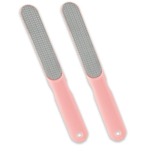 Stainless Steel Nail File Reusable Emery Boards Finger Nail Files with Plastic Handle Nail Styling Tools for Home Salon Use, 2pcs Pink