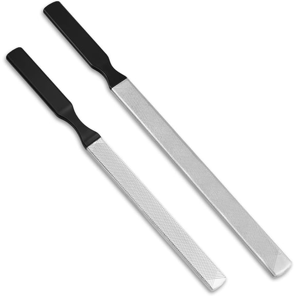 Stainless Steel Nail File Set 2 Pack Professional 4-Sided Heavy Duty File for Thick Toenails, Manicure Pedicure Tool with Non-Slip Handle for Men, Seniors, Dogs Durable