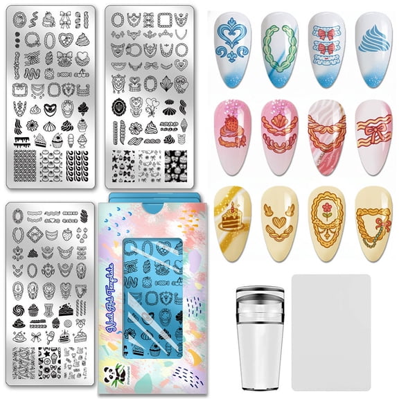 Stainless Steel Nail Stainless Steel Art Templates Template Tool Rectangle Mixed Shapes for DIY 12x6cm 3pcs/set