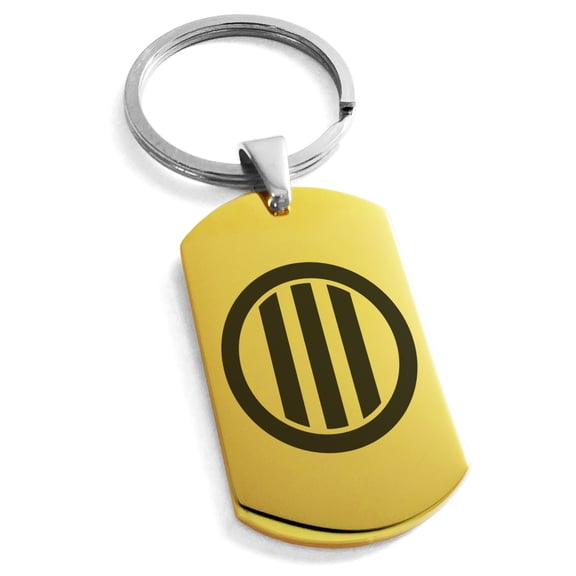 Tioneer Stainless Steel Narita Samurai Crest Engraved Dog Tag Keychain Keyring
