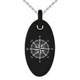 thumbnail image 1 of Tioneer Stainless Steel Nautical Chaim Compass Engraved Small Oval Charm Pendant Necklace, 1 of 1
