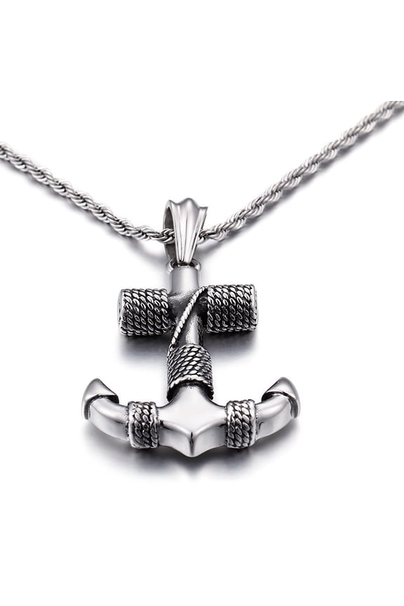 Stainless Steel Nautical Navy Anchor Pendant Necklace for Women,Titanium Steel Pirate Anchor Mooring Rope Chain Jewelry Necklace for Men,Viking Anchor Charms Necklaces for Man Women