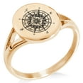thumbnail image 1 of Stainless Steel Nautical Vintage Compass Minimalist Oval Top Polished Statement Signet Ring, 1 of 1