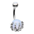 thumbnail image 1 of Stainless Steel Navel Rings Skull Hand Holding Natural Stone Belly Rings Versatile Belly Button Rings Party Accessories, 1 of 6