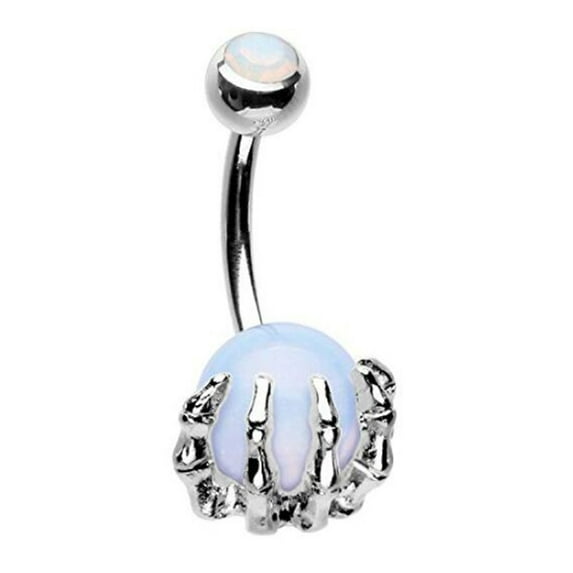 Stainless Steel Navel Rings Skull Hand Holding Natural Stone Belly Rings Versatile Belly Button Rings Party Accessories