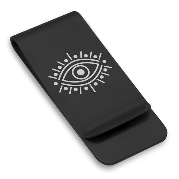 Stainless Steel Nazar Evil Eye Good Luck Charm Classic Slim Money Clip Credit Card Holder