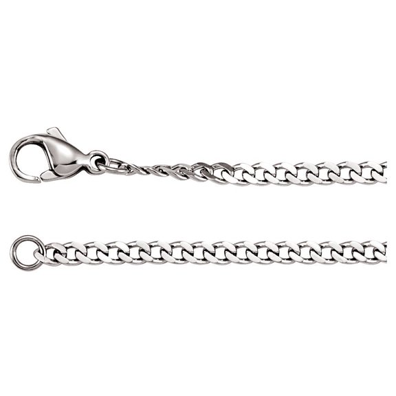 Stainless Steel Necklace - 30 Inch 3.2mm Sparkle-Cut Curb Chain With Lob