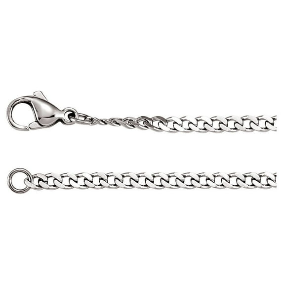 Stainless Steel Necklace - 30 Inch 3.2mm Sparkle-Cut Curb Chain With Lob