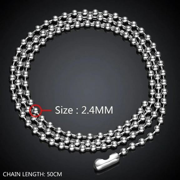 Stainless Steel Necklace Chain Beads Chain 18-24 Inches 2.4Mm Lobster Clasp B199