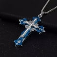 thumbnail image 1 of Stainless Steel Necklace Cross Pendant Unisex Mens Box Chain Cz Rinestone N20, 1 of 1