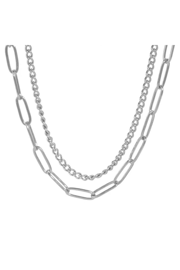 Stainless Steel Necklace Double Chain Combination Necklace Men's Jewelry Gift