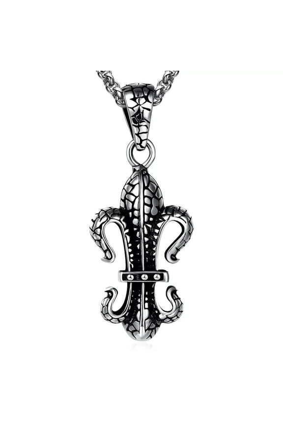 Stainless Steel Necklace Pendant Cross Biker Gothic 23" 3.5Mm Lobster Clasp B224