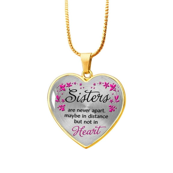 Stainless Steel Necklace Sister Heart Peach Heart Alloy Pendant Jewelry Heart Mother's Day Birthday Anniversary Gifts for Mom Of The Day