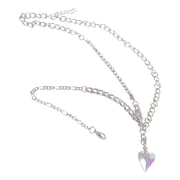 Stainless Steel Necklace With Rainbow Glass Heart Pendant Lightweight Handmade Stylish Jewelry Gift for Women