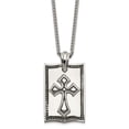 thumbnail image 1 of Stainless Steel Necklace with Pendants Chain Antiqued and Polished Cross Dog Tag 24in 24 inch, 1 of 4